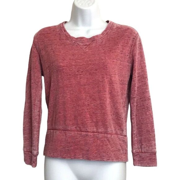 MONROW Supersoft Crewneck Sweatshirt  XS Vintage Red Pullover Beach Sweater - Picture 3 of 7